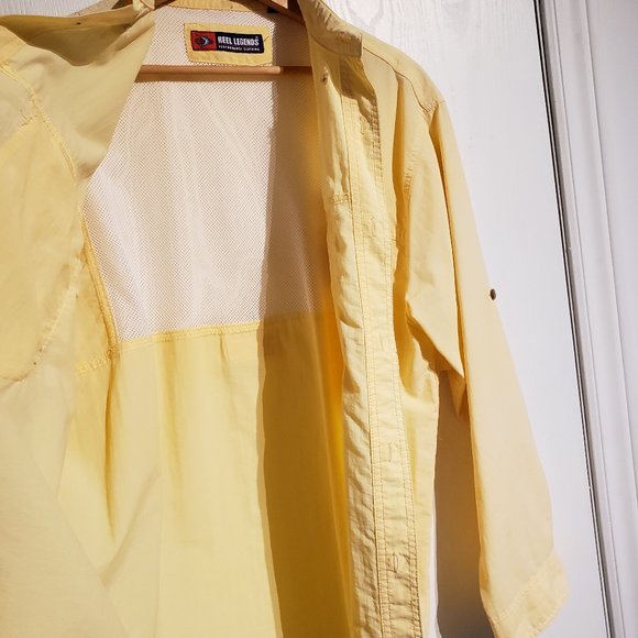 Men's Performance Clothing Sports Fishing Shirt Yellow Med in Mint Condition - Picture 5 of 6
